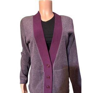Pulp long sleeve purple fleece v neck button up sweater M